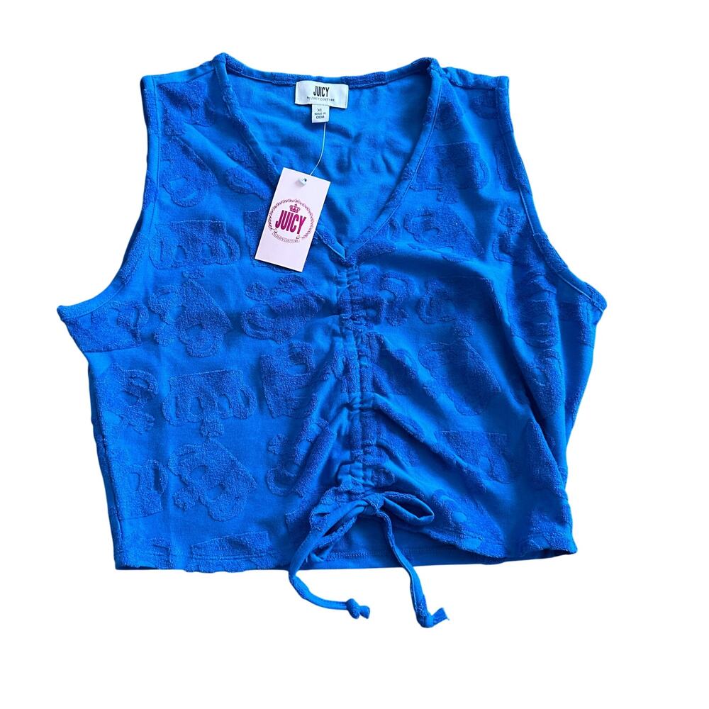 Royal Blue Juicy Couture Terry Cloth Tank Top Crop Size XL NWT
